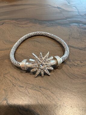Brighton Silver Starburst Cable Bracelet with Clear Crystals